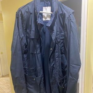 Blue military style jacket from the gap.
